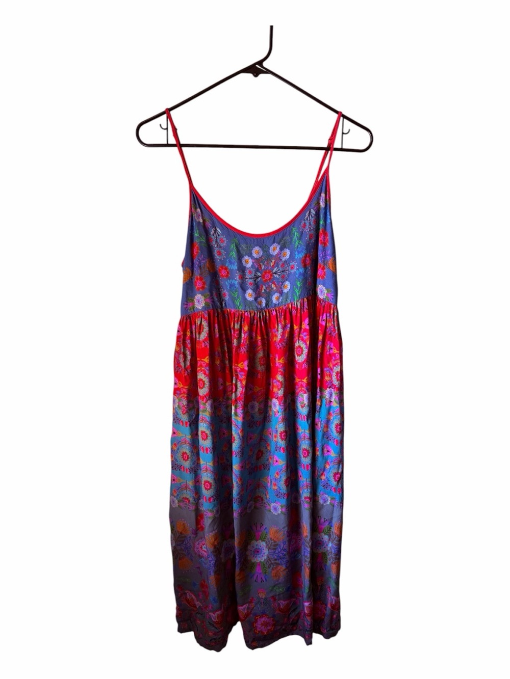 Natural Life Gigi Midi Dress - Floral Boho Blue Red Folk Size M